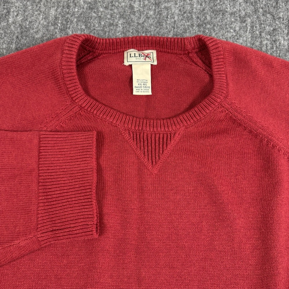 L.L.Bean Men's XXL Red Cotton Cashmere Crewneck Sweater Pullover